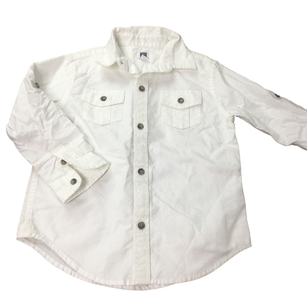 Janie and Jack Kids Boys Button Down Long Sleeve Shirt 100% Cotton White Size 3